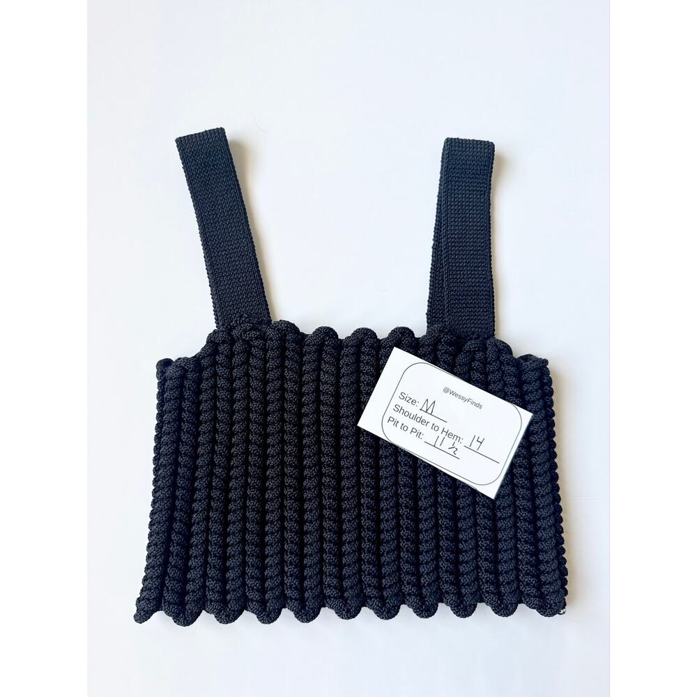 Future Collective with Jeneé Naylor Chunky Cable Knit Crop Tank Top Black M - Picture 4 of 5